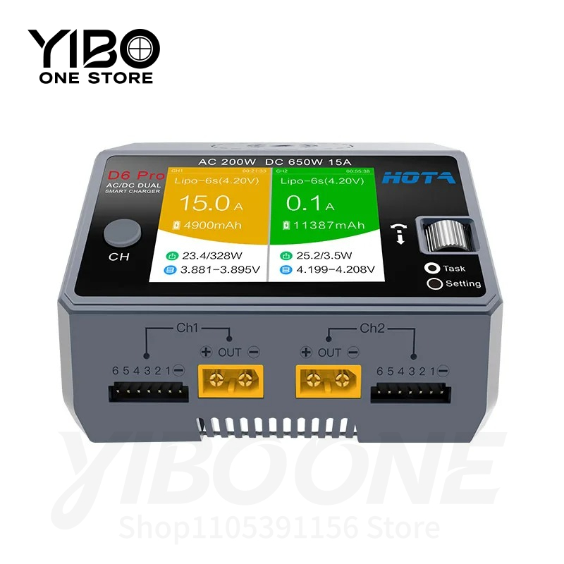 Hota D6 Pro Dual Lipo Charger - D6 Pro Schwarz AC 200W DC
