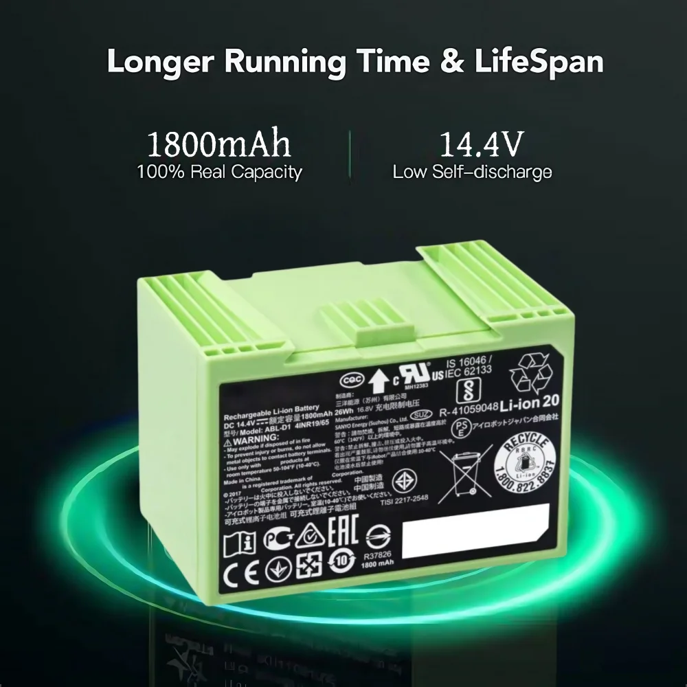 4S Lipo Battery 14.8V 6000Mah - Für iRobot Roomba i7 Akku 14,4