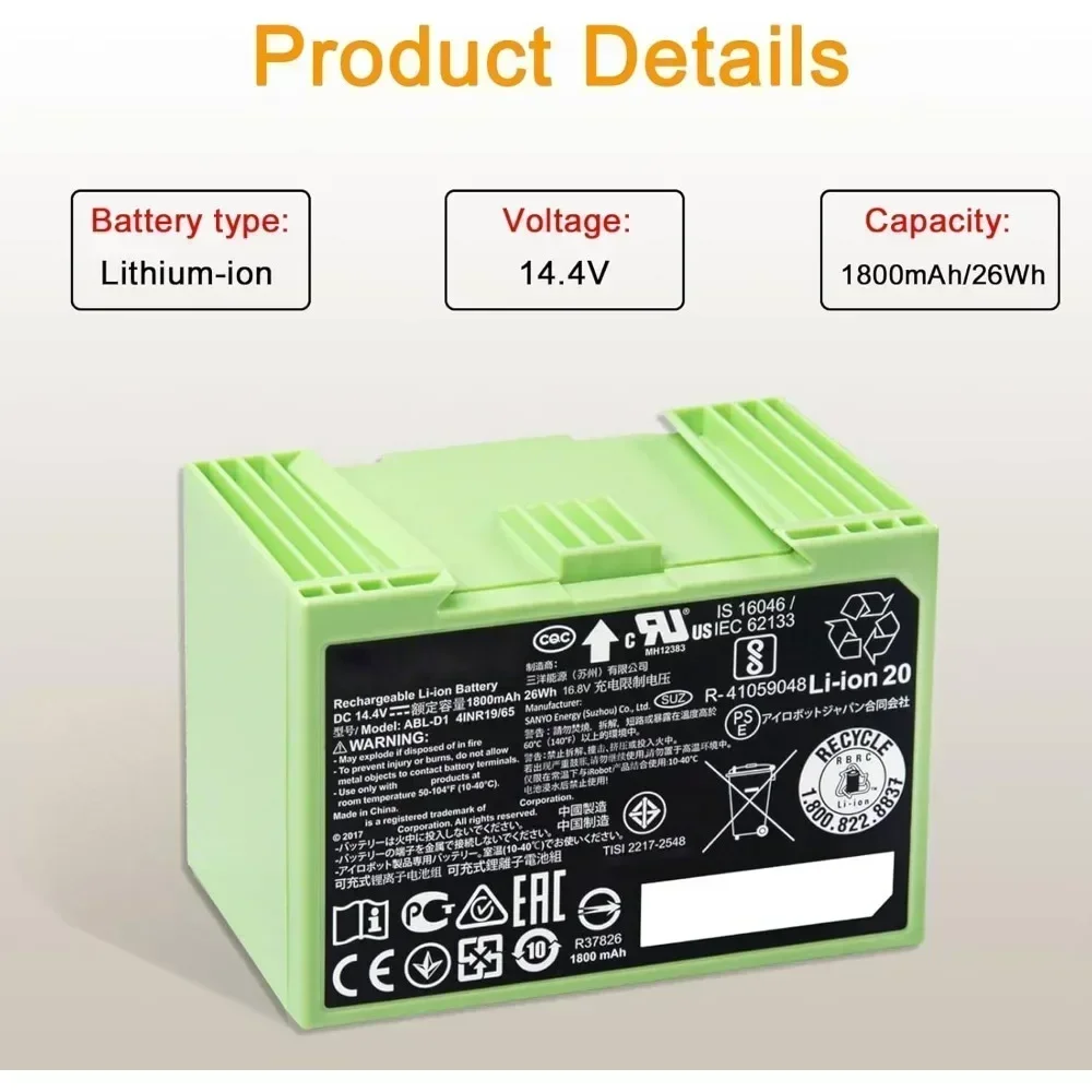 Für iRobot Roomba i7 Akku 14,4 – 4S Lipo Battery 14.8V 6000Mah Bewertung und Preis